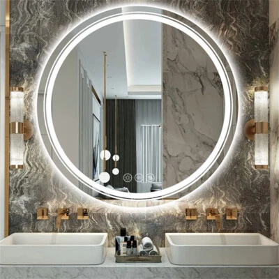 LED Wall Mirror Round Touch Anti-Fog Makeup Decor Bathroom Vanity 60/80/90cm - image 1 of 4