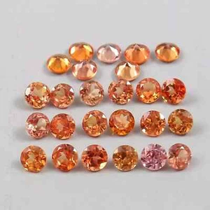 5 MM 12 Pcs Natural Ceylon Padparadscha Sapphire Loose Round Cut Gemstone Lot A+ - Picture 1 of 4
