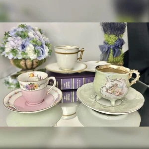 Vintage Tea Cups and Saucers Mixed Vintage Floral Collectible Tea Cups - 3 Set - Picture 1 of 9
