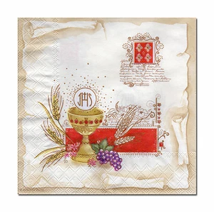 4 Motivservietten Servietten Tovaglioli Napkins Kirchlich Kelch Getreide (551) - Picture 1 of 1