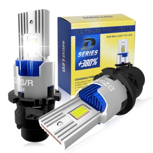 6000K White D2S D2R Xenon HID Headlamp Replacement LED Headlight Bulbs Kit 2pcs - Picture 1 of 12