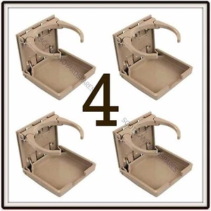4 X BEIGE TAN FOLDING CUP DRINK HOLDER RV CAMPER PUSHER POPUP TRAVEL TRAILER SET - Picture 1 of 1