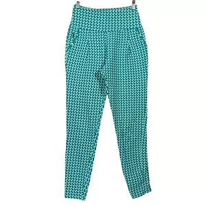 Blutsgeschwister High Waist Sport Legging XS Green ZigZag Pattern Pockets Skiing - Foto 1 di 21