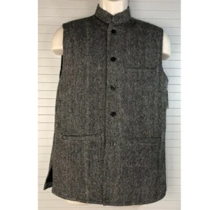 FABINDIA Giubbotto Giacca Uomo 38 Lana Tweed Nehru NUOVO - Foto 1 di 8