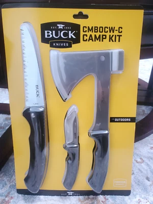 BUCK Cuchillos Kit de Campamento Sierra Plegable, Cuchillo de Hoja Fija con Funda, Hacha con Funda Foto 1 de 4