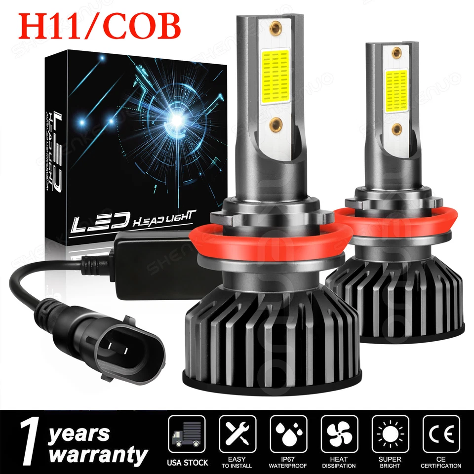 QUAYUB H11 LED Headlights Low Beam Bulbs Kit For Freightliner Cascadia Truck 2008-2021
