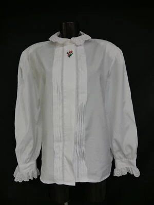 Gr.48 Trachtenbluse weiß Bluse für Dirndl Mischgewebe Spitze Stickerei TB9285 - Bild 1 von 3