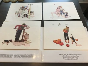 DE COLECCIÓN NORMAN ROCKWELL ESTAMPADOS EN RELIEVE SALUDOS DE TEMPORADA DE JOHNSON KART MFG. - Imagen 1 de 9