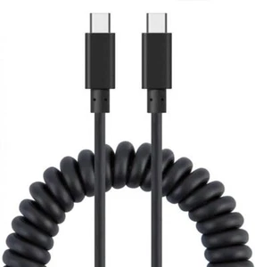 COILED CABLE USB-C TO TYPE-C FAST CHARGER CORD POWER WIRE for PHONES & TABLETS - Picture 1 of 6