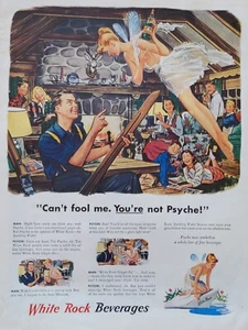 Anuncio impreso de bebidas White Rock 1948 vintage. No puedo engañarme. ¡No eres psique! - Imagen 1 de 1