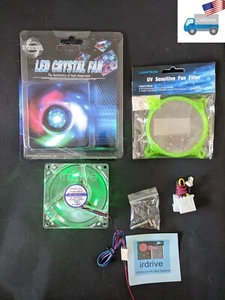 NEW Evercool Crystal 80mm x 35mm Green LED PC Cooling Fan + UV Sensitive Filter - Picture 1 of 24