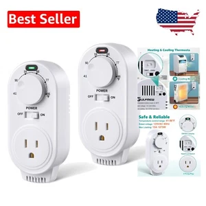 Confezione da 2 Termostati Regolabili per Riscaldamento e Raffreddamento Plug-In, Sicuri e Versatili - Foto 1 di 9