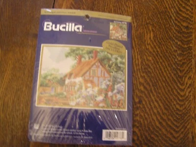 2000 Bucilla Needlepoint Kit #4778 APRIL COTTAGE 7" x 5" Erin Dertner Art~~NIP!! - Image 1 of 3
