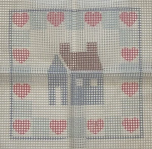 Almohada/alfombra/lona de imagen con gancho de pestillo HOUSE & HEARTS de colección 14,5" cuadrados - Imagen 1 de 1