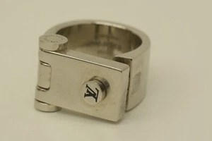Authentic Louis Vuitton Ring LV Logo Push Button Clip Band Jewelry Accessory - Picture 1 of 11