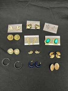 Lot of 12 Earrings Some Vintage, Unmarked, Gold Tone, Silver Tone  - Picture 1 of 11