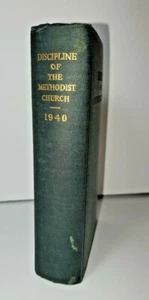 1940 Vintage antike Lehren & Disziplin der methodistischen Kirche mit Baumblättern  - Bild 1 von 12