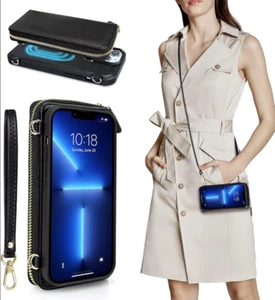 NUOKU IPhone 13 Pro Max 6.7" Case, Magnetic Detachable Crossbody Wallet (Black) - Picture 1 of 7