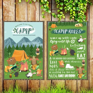 Cartel de reglas para fiesta de campamento bosque letrero cabina de fotos accesorios A3 16,5x11,8 pulgadas - Imagen 1 de 22