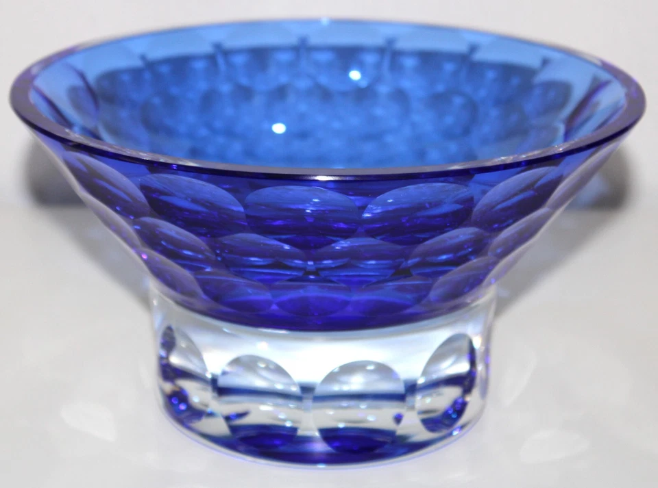 Cobalt Crystal Bowl BLOCK Crystal Made in Poland Cut Glass Circle 9"- 7lbs - Image 1 of 4