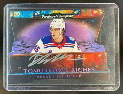 2022 Parkhurst Braden Schneider Tomorrow's Riches Auto #/35 Rangers - Image 1 of 2