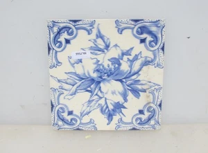 Antique Ceramic Tile Old Floral Flowers Art Nouveau Victorian Vintage - Picture 1 of 11