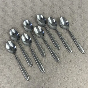 Hampton Silversmiths Amare Teaspoons Frosted Handle 6 1/2" Lot of 8 - Picture 1 of 9
