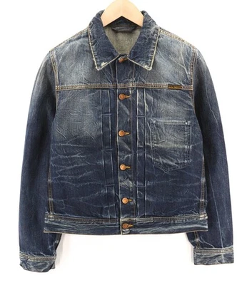 NUDIE JEANS Sonny Org. Battered Denim Men's Blue Washed Cotton Jacket M * - image 1 of 4