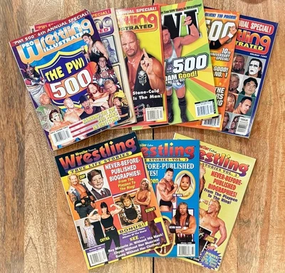 ЛОТ: 9 журналов о борьбе - PWI 500 1996-2000, 2002 + PWI True Life Stories - Изображение 1 из 4