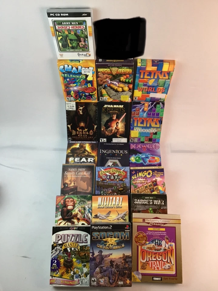 19 Empty PC Computer Sm Boxes All in Good Condition A few Manuals Sims Star Wars - Image 1 of 4