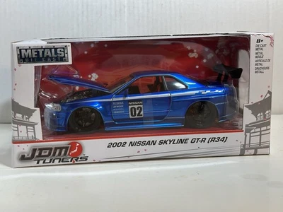 JADA JDM 2002 NISSAN SKYLINE GTR R34 BLUE 1:24 DIECAST MODEL CAR NEW IN BOX  #96 - Image 1 of 4