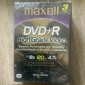 Maxell DVD+R Video Paquete de 3 Grabables/Resistentes a Arañazos Alto Grado RW Nuevo/Sellado - Imagen 1 de 3