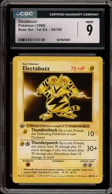 Pokemon Electabuzz Base Set Shadowless 1st Edition Rare #20 CGC 9 Mint - Image 1 of 2