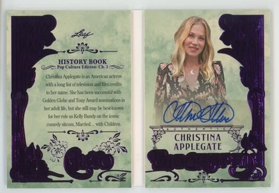 Christina Applegate Leaf History Book Pop Culture Purple Holo Foil Auto 5/10 - Image 1 of 2