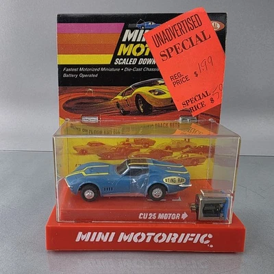 理想迷你机动雪佛兰 Corvette STING RAY 蓝色轨道车 复古 1969 全新 — 第 1/4 张图片