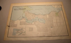 1895 Walker Atlas Farbkarte von VANCOUVER, BRITISH COLUMBIA, KANADA - Bild 1 von 1