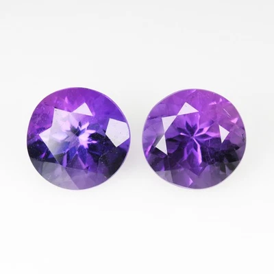 2.98 Ct [2 Pcs Pair] IF Perfect Round 7.3 MM 100% Natural Purple Blue Amethyst ! - Image 1 of 4