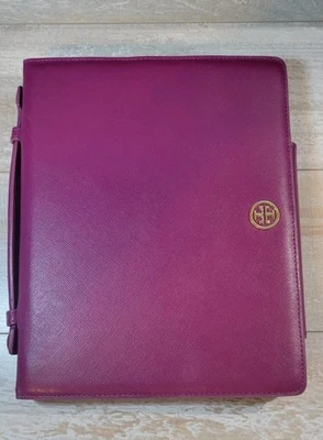 Tory Burch Cuero Gamuza iPad Abatible Folio Estuche Soporte Protector Rosa Púrpura  Foto 1 de 4
