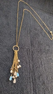 Collana Ann Taylor LOFT in nappa goccia perlata con pietre iridescenti. 32" - Foto 1 di 7