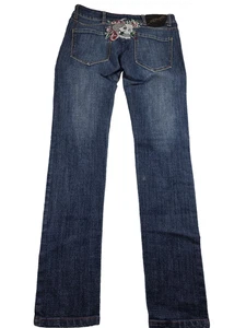 Ed Hardy By Christian Audigier Womens Straight Leg Jeans Size 29x32 Skull Roses - Picture 1 of 5