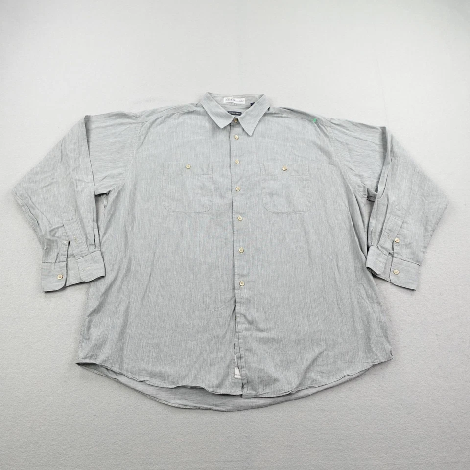 Vintage Gitman Bros Shirt Mens XL 17.5 Gray Button Up Linen Blend Frontier USA - Image 1 of 4