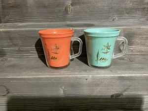 2 Burrite doppelwandige Isolierbecher Blattgold 10 Unzen - Orange & Aqua - Bild 1 von 6