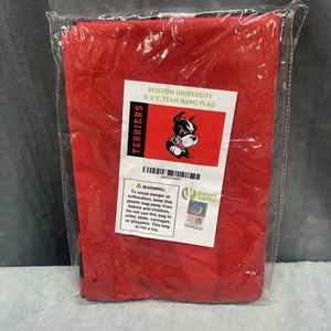 Boston University Terriers Bandera Doble Cara Grande 3x5 Rojo Negro Perro Oficial - Imagen 1 de 7