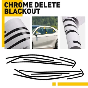 Chrome Delete Blackout Vinyl Overlay Window Trim for Toyota 2018-2023 Camry - Picture 1 of 12