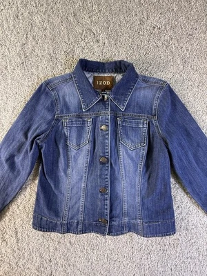 Jaqueta jeans feminina Izod tamanho grande estilo caminhoneiro clássico jeans - Imagem 1 de 4