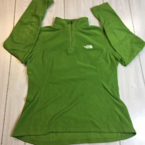 North Face Sweater Women Medium Green 1/4 Zip Pullover Fleece Sweatshirt Ladies - Picture 1 of 8