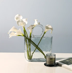 Handmade Bag-Shaped Glass Flower Vase, Home Table Decor - Picture 1 of 4