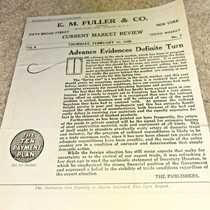 Feburary 1920 E.M. Fuller NYSE Broker Report CURRENT MARKET REVIEW Oil / Mining - Picture 1 of 10