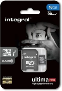 Integral UltimaPro 16GB MicroSD HC Class 10 Memory Card up to 90 MB/s U1 Rating - Picture 1 of 5