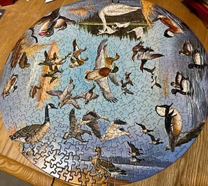 EUC Vintage 1966 Hallmark Springbok PUZZLE DUCKS AND GEESE AND SWANS C926 ROUND - Picture 1 of 16